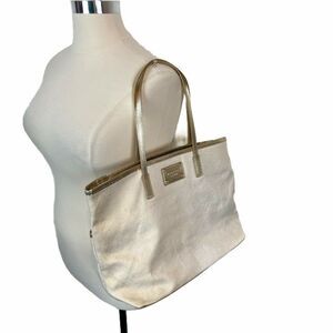 Michael Kors Satchel Handbag Purse Women's Cream Metallic Gold Double Handle